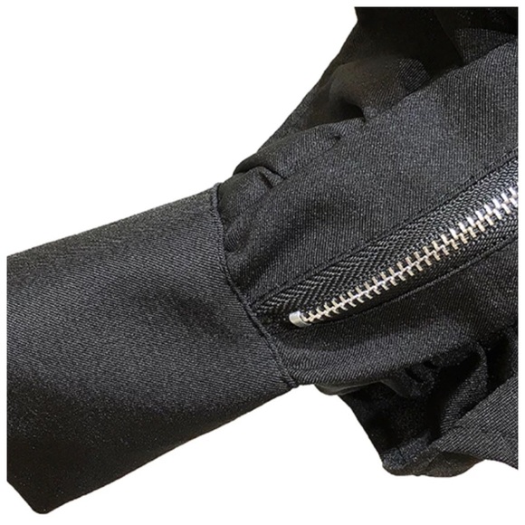 Dramatic Black Zip Ruffle Sleeve Top - Picture 7 of 7